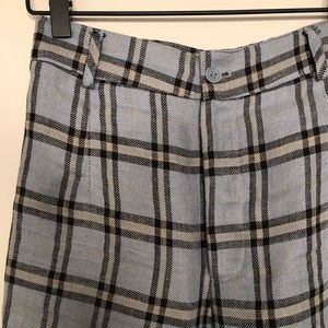 Reformation Plaid Linen Trousers